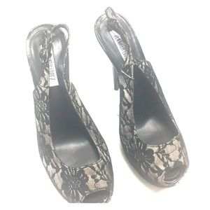 Jennifer Lopez 8 Ava Lace ChampagneBlackLace Heels